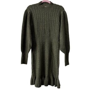 AWARE by Vero Moda Olive Cable Knit Sweater Dress – Size L (NWT)